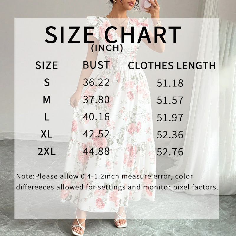 Women’s Summer Maxi Dress – Flowy Beach Casual A-Line with V-Neck
